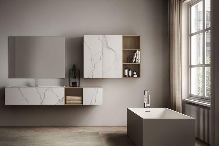 Moderní koupelnový nábytek s využitím tenkostěnné ho keramického materiálu SLIM